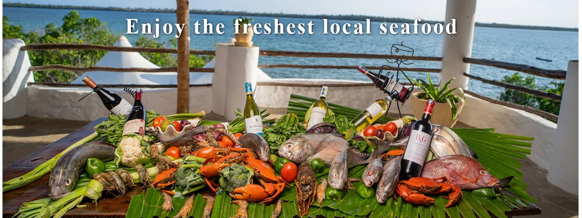 crabs lobster dining seafood restaurant shimoni wasini diani bar tafi kingfish marlin tuna chili crab ginger crab octopus fish prawns shrimp